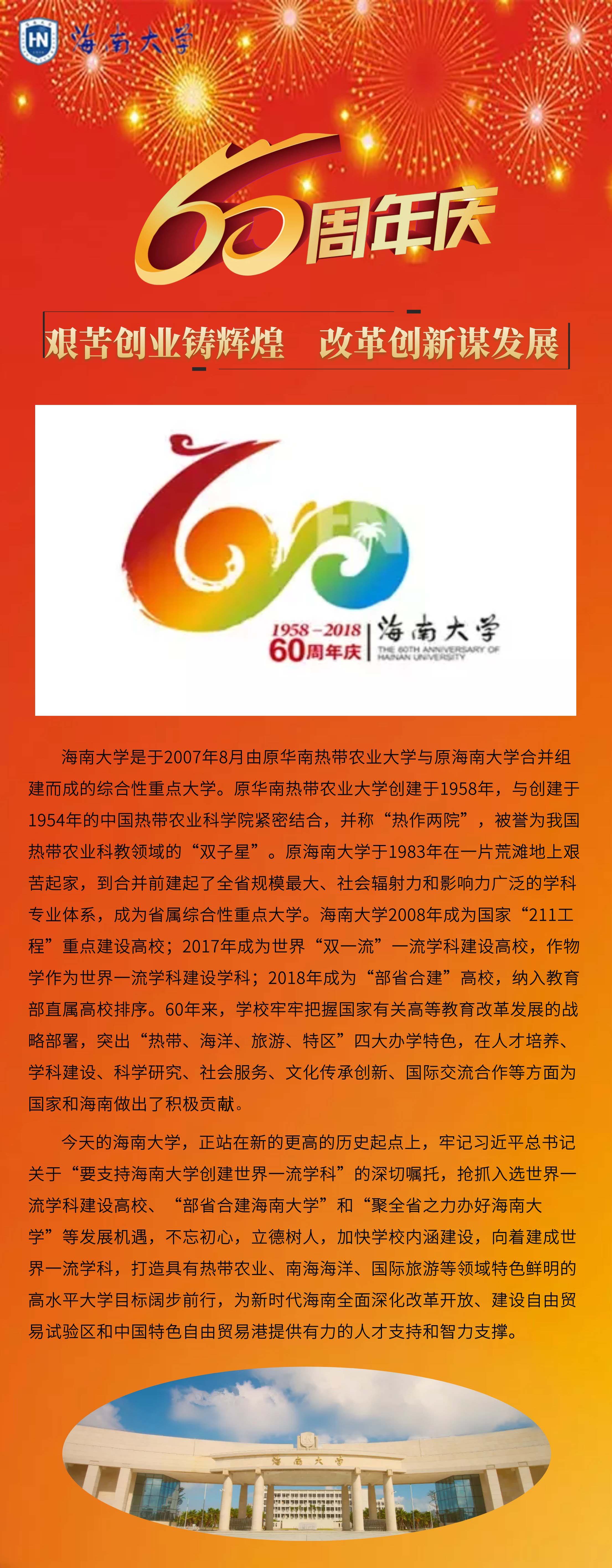 校庆喜迎海南大学60周年华诞